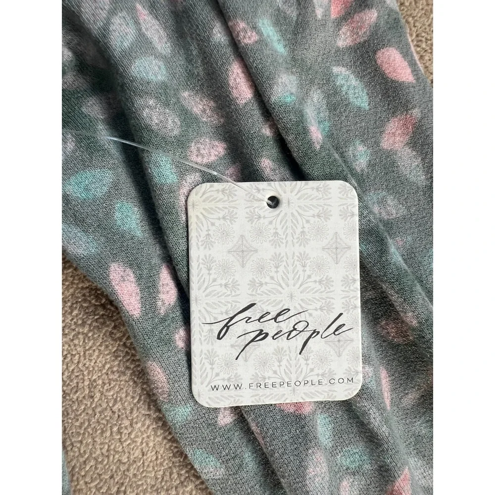 NEW Free People Shayla Floral LS Faux‎ Wrap Midi Dress Mint Combo Women Large